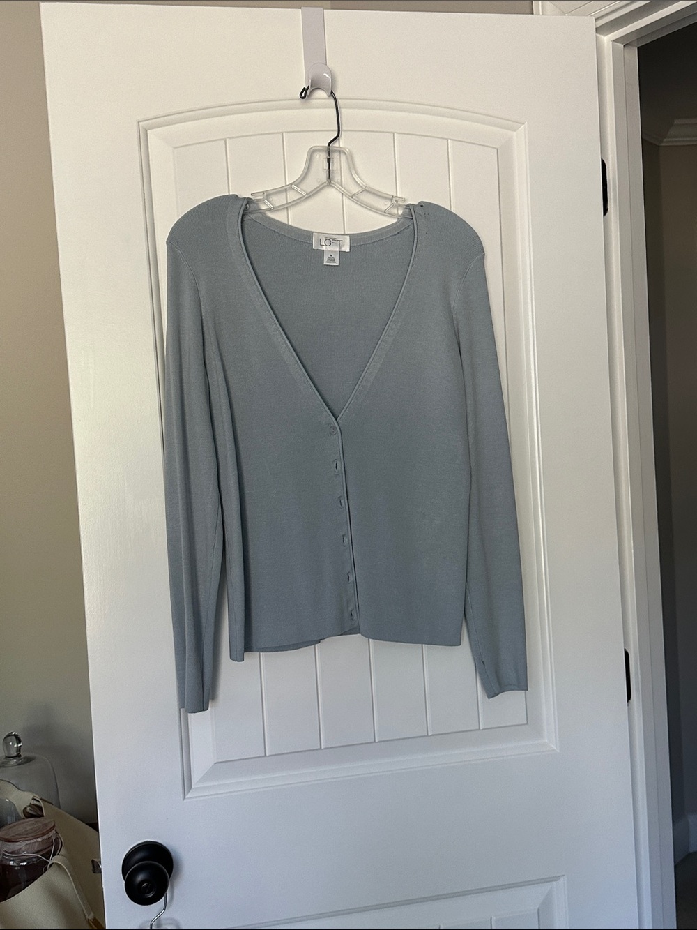 LOFT Pale Blue V-Neck Button Cardigan